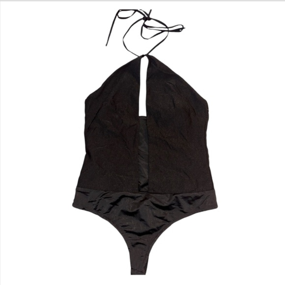 New Revolve Sample Black Cutout halter bodysuit size Small